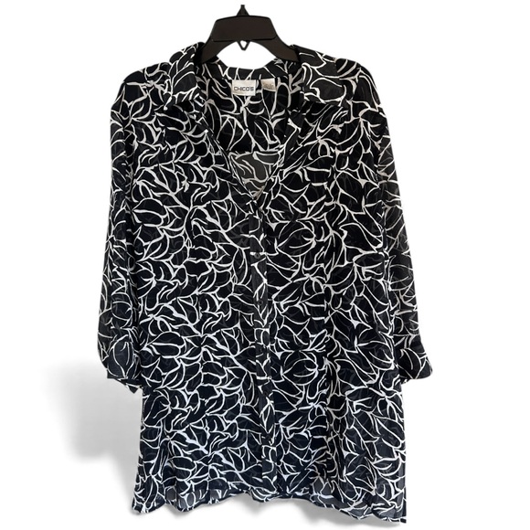 Chico's Tops - Y2K CHICO’S Sheer Silk Button Down Tunic Top Art Wear Minimalist Boho Size XL